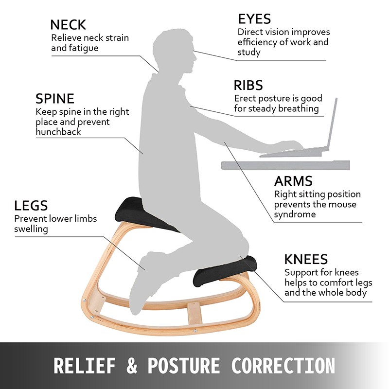 7712316Wooden Office Ergonomic Posture Kneeling Chair 