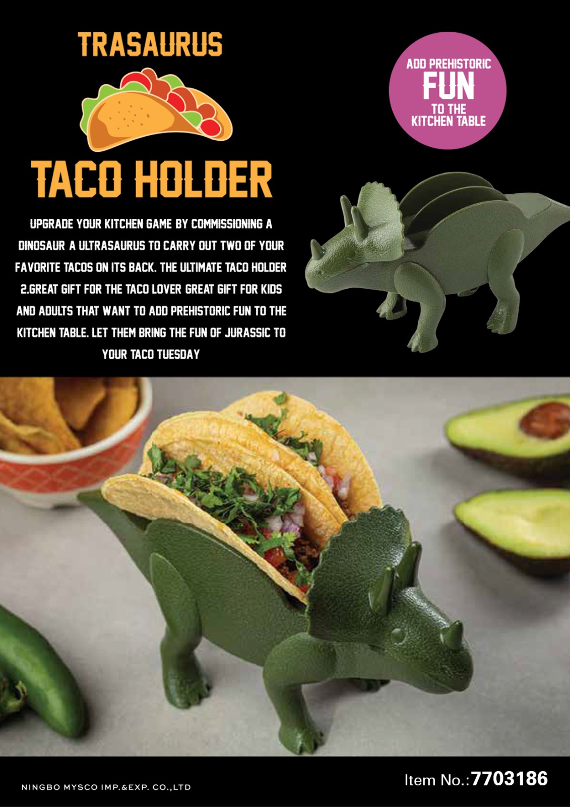 7703186Dinosaur Pizza Taco Holder