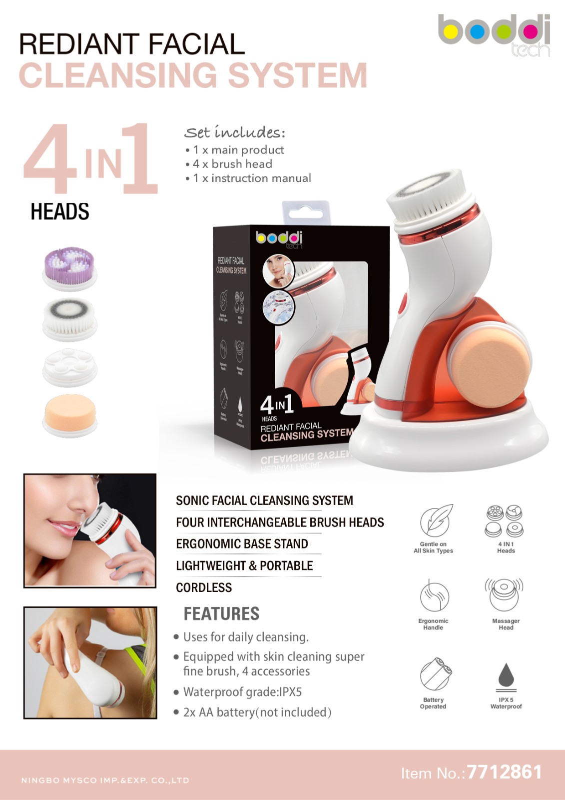 7712861 6-Piece Sonic Facial Cleansing System