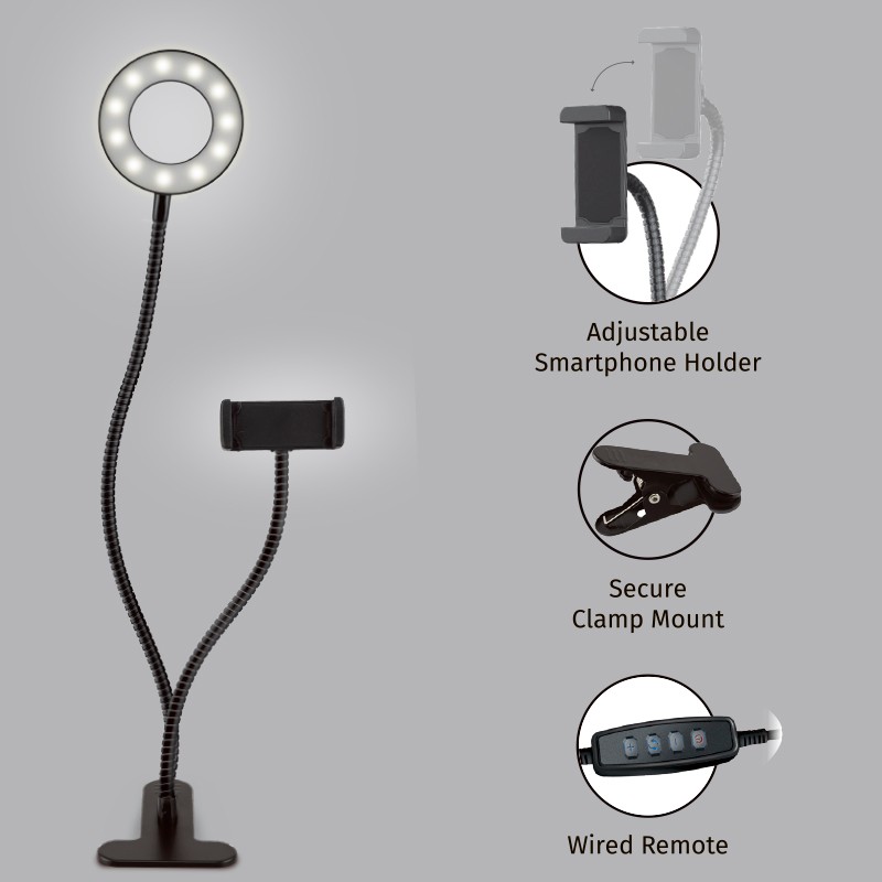 7711469   LED Live Broadcas 2 in 1t Light Stand Selfie Video Phone Holder