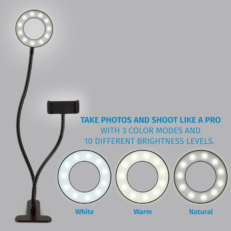 7711469   LED Live Broadcas 2 in 1t Light Stand Selfie Video Phone Holder