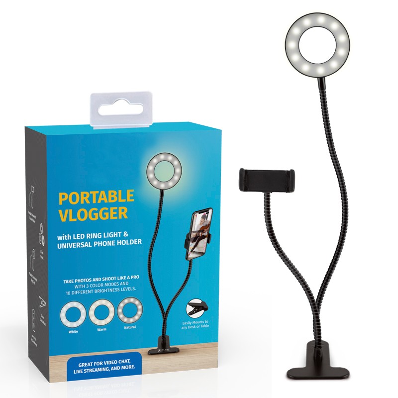 7711469   LED Live Broadcas 2 in 1t Light Stand Selfie Video Phone Holder